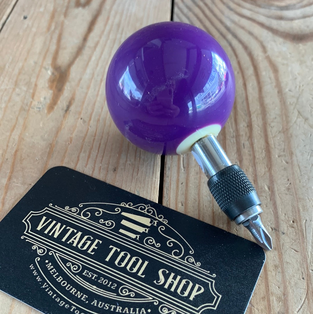 TR100 Repurposed round Purple No.4 POOL BALL HEX TIP DRIVER by Tony Ralph