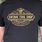 Black VINTAGE TOOL SHOP Gold logo 100% Cotton T-SHIRT Size S-3XL