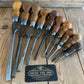 SOLD T8376 Vintage mix set of 10x English cabinetmakers SCREWDRIVERS
