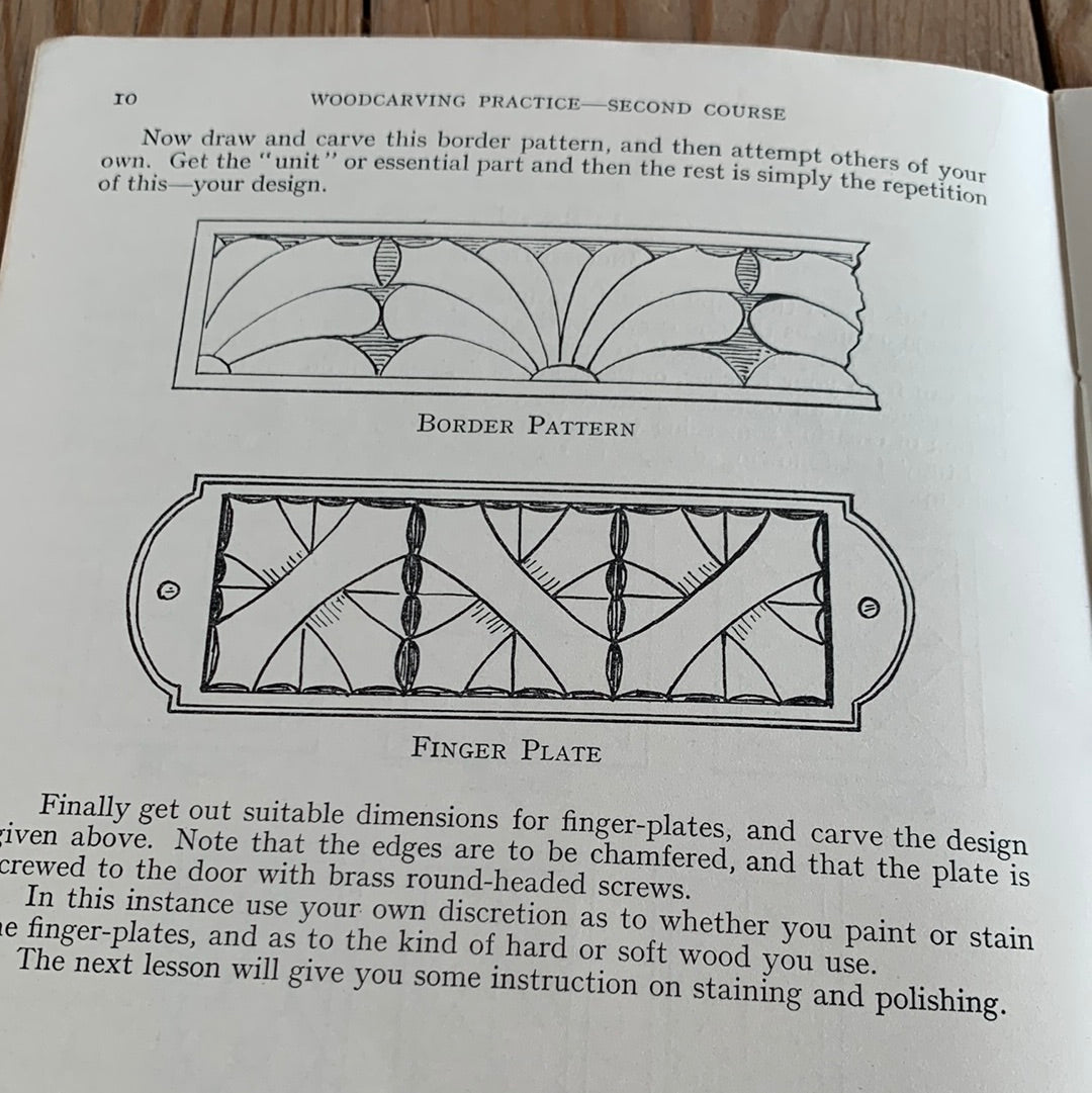 SOLD XB1-54 Vintage 1937 WOODCARVING PRACTICE by T.C. Waite woodwork BOOK