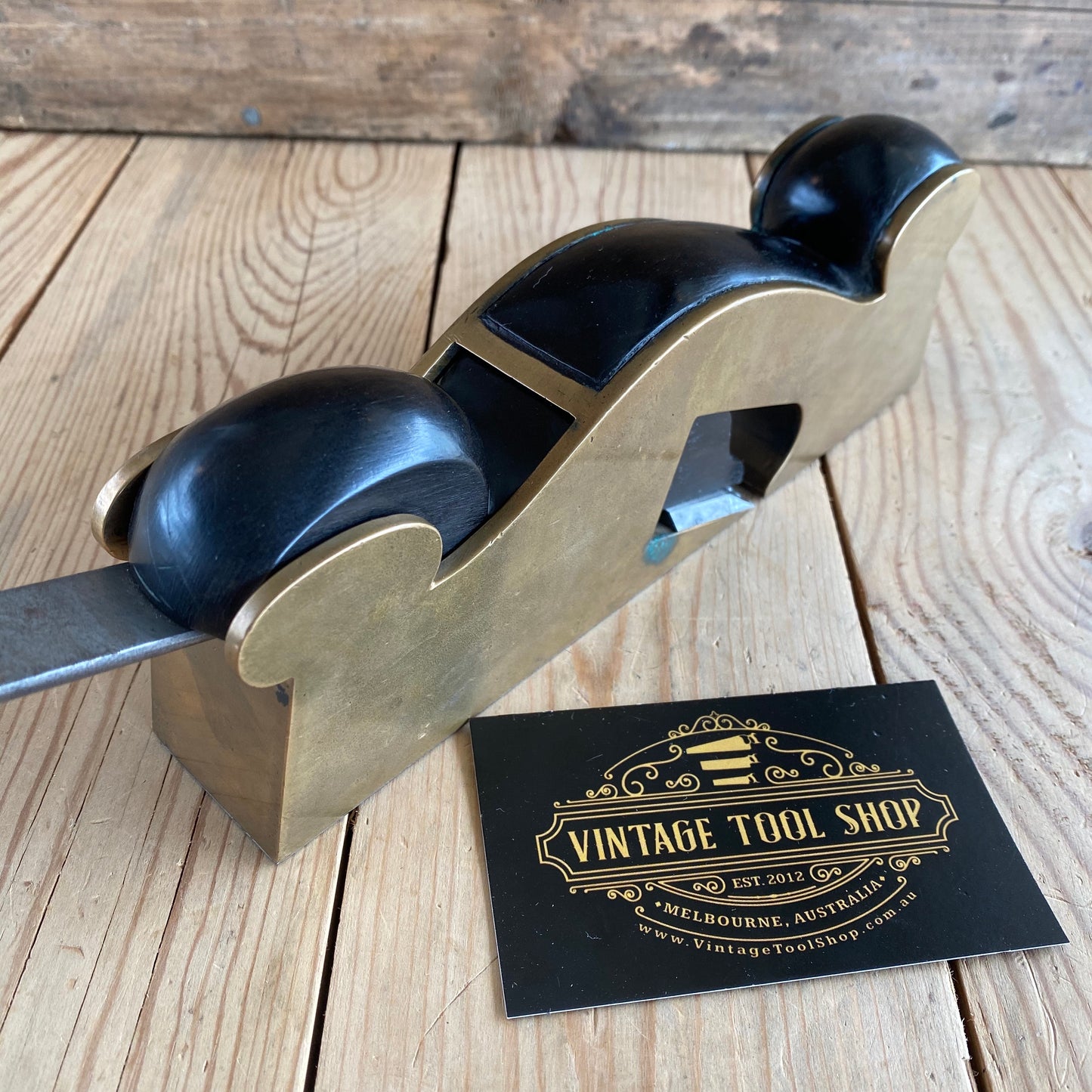 SOLD Antique EBONY & BRONZE infill shoulder PLANE T648