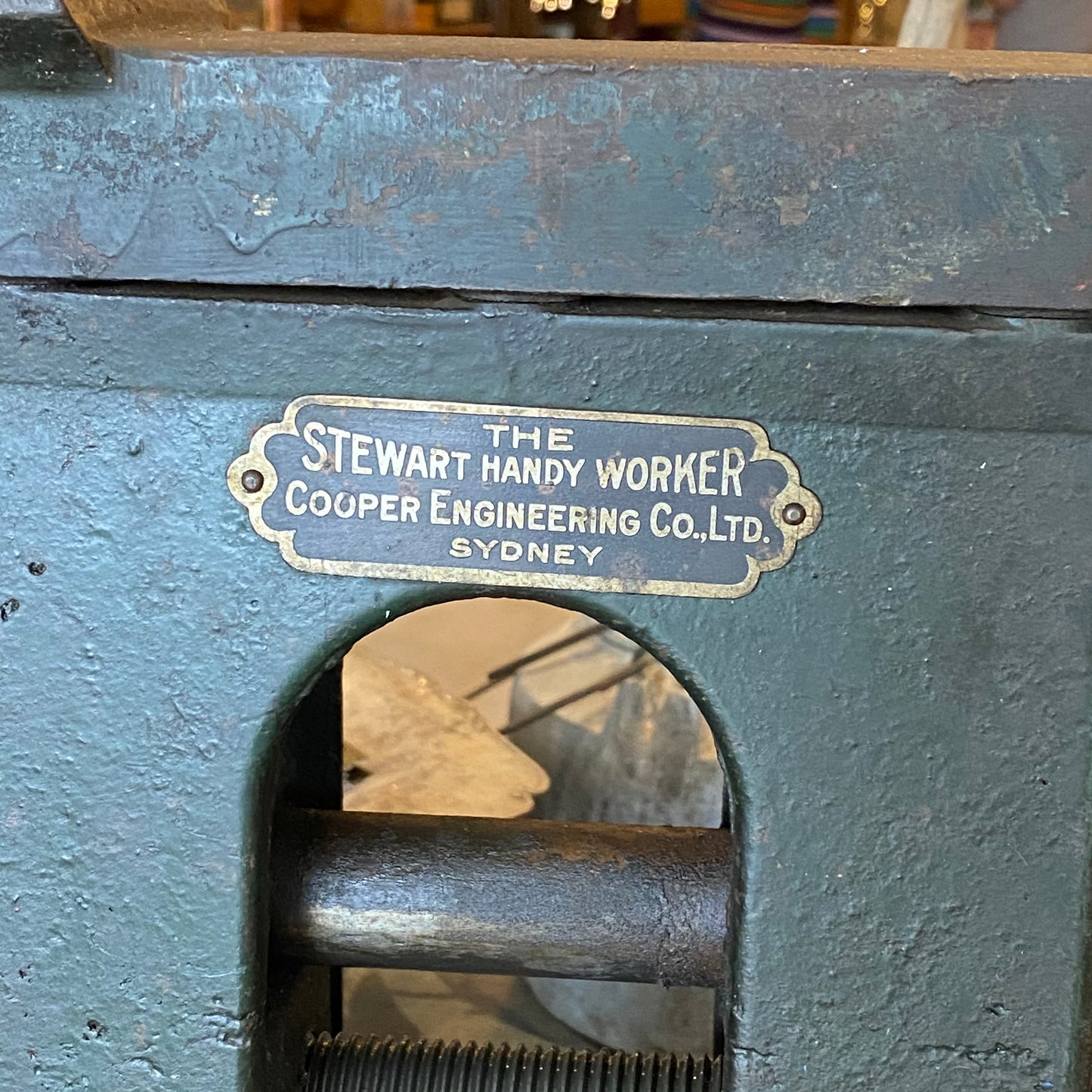 SOLD Vintage Stewart Handy Worker ANVIL VICE SHARPENING MACHINE by Cooper Engineering co. Sydney T7916