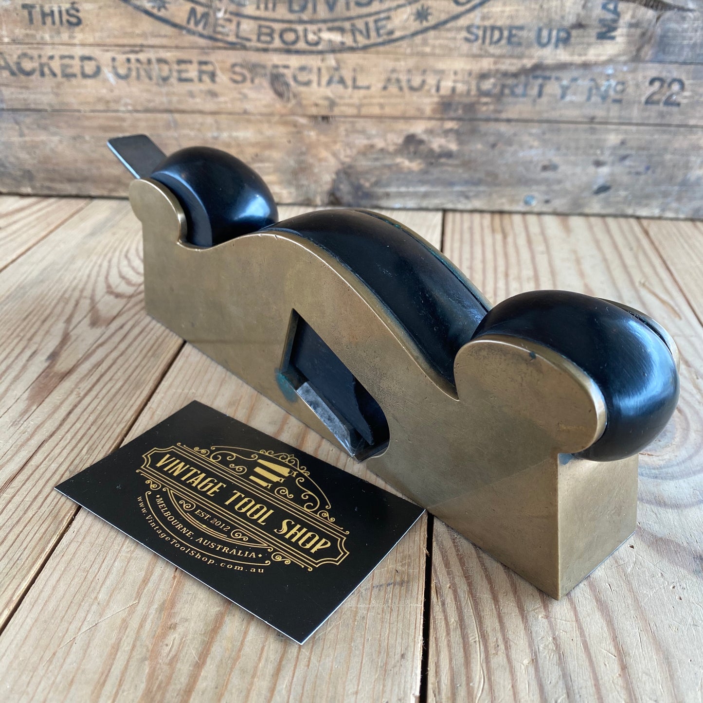 SOLD Antique EBONY & BRONZE infill shoulder PLANE T648