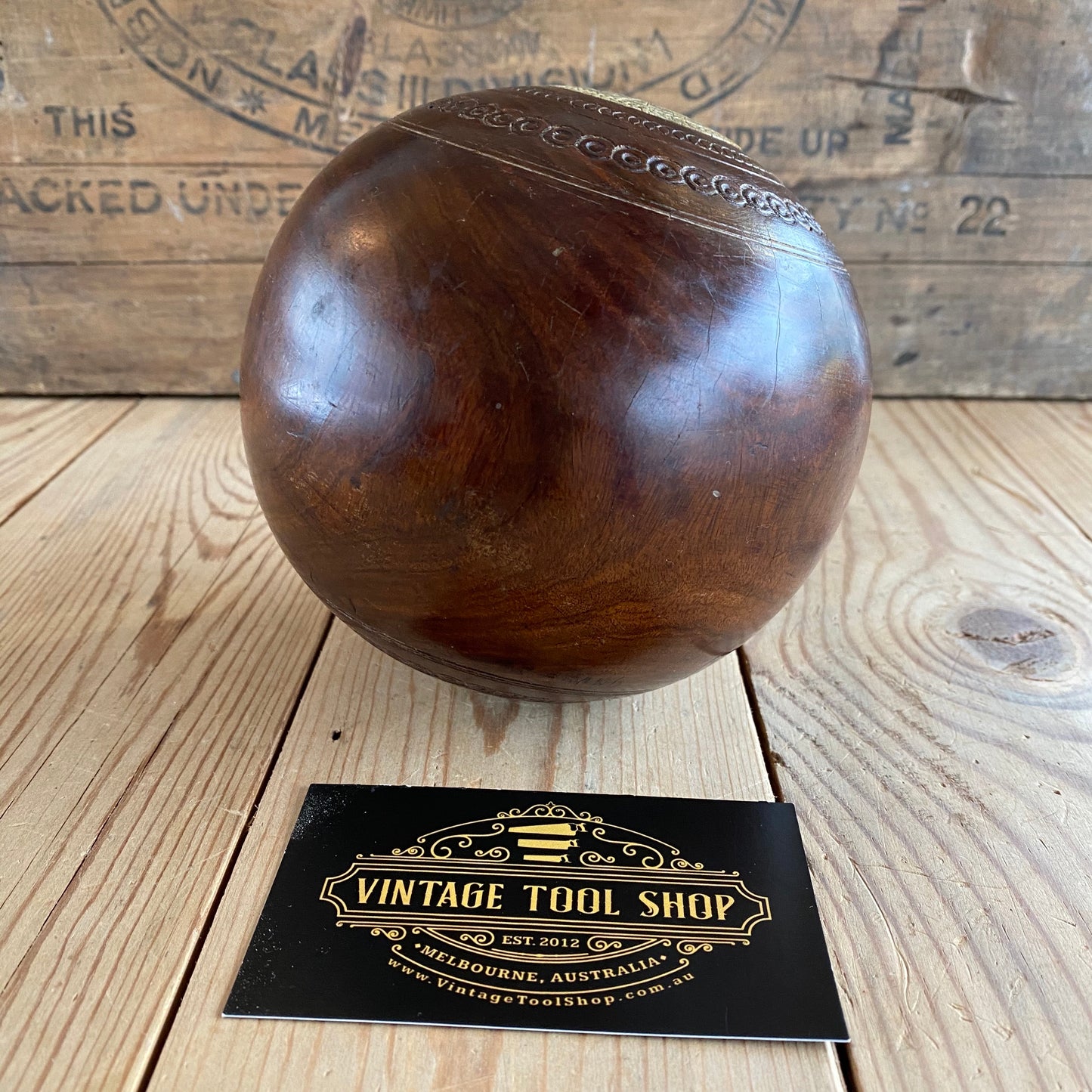 SOLD Vintage LIGNUM VITAE Wooden Lawn BALL T6852