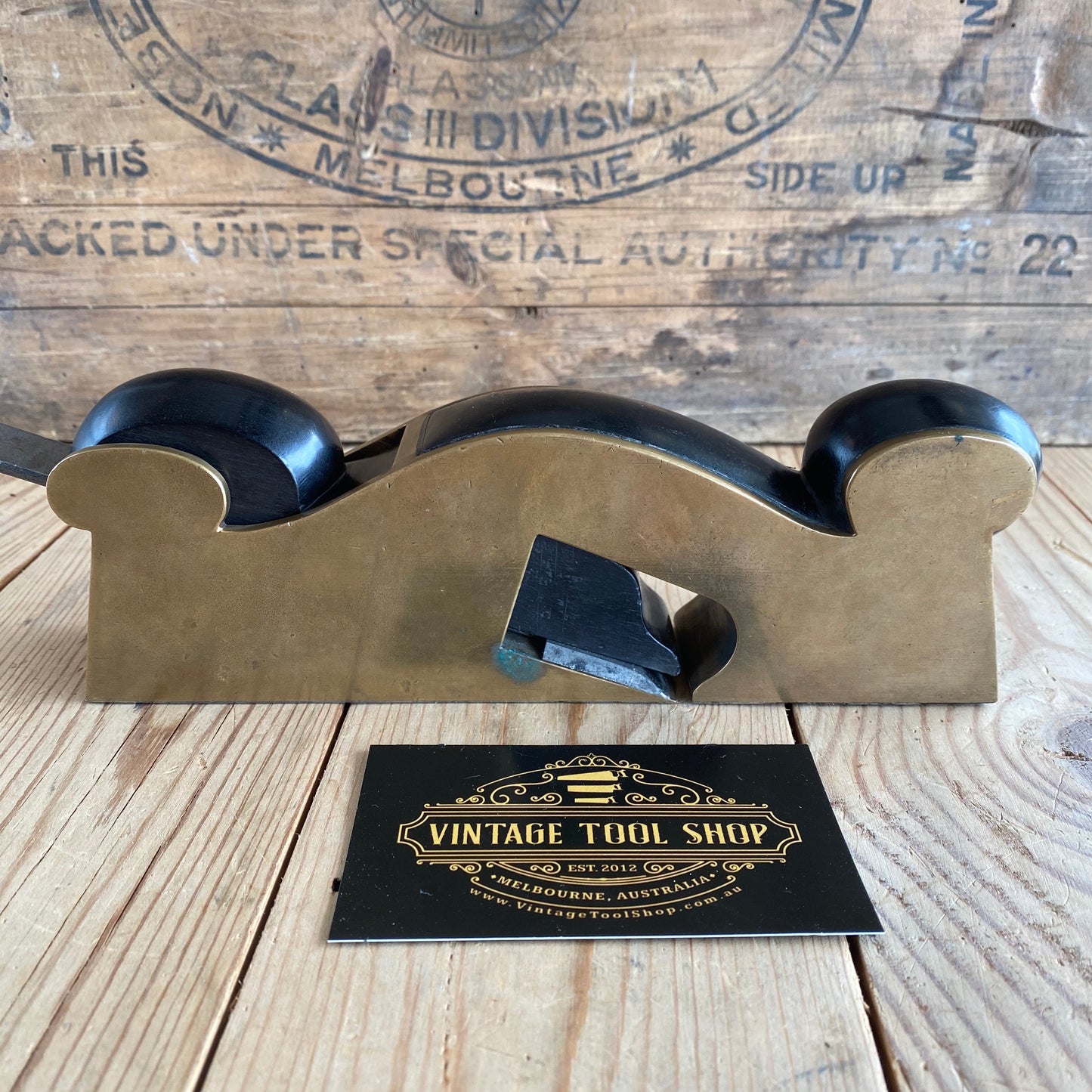 SOLD Antique EBONY & BRONZE infill shoulder PLANE T648