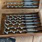 SOLD T9844 Vintage IRWIN USA made BOXED Set of 13 x wood drill BITS brace auger BIT set