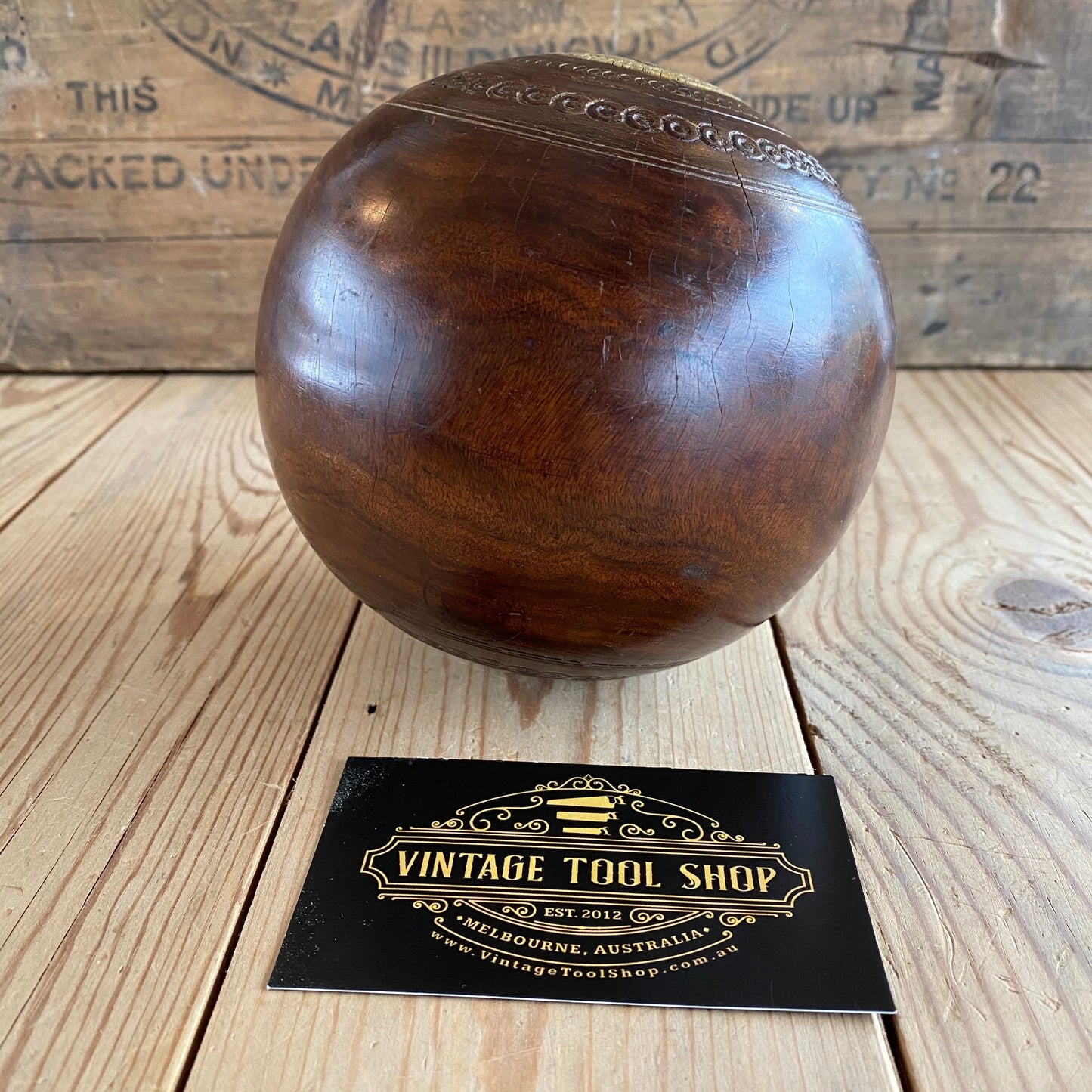 SOLD Vintage LIGNUM VITAE Wooden Lawn BALL T6852