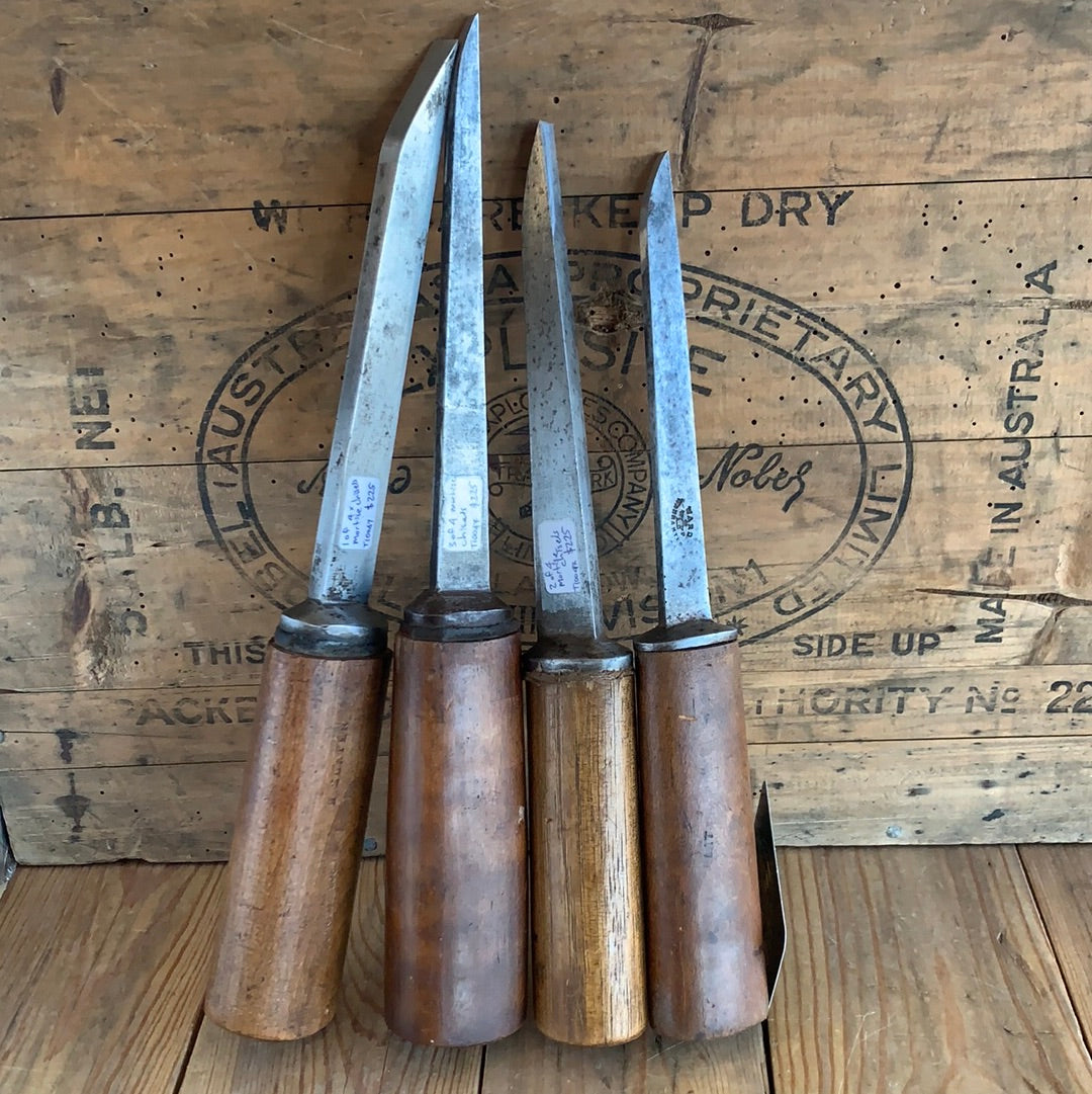 SOLD Vintage mixed set of 4 x MORTISE mortice CHISELS T100047