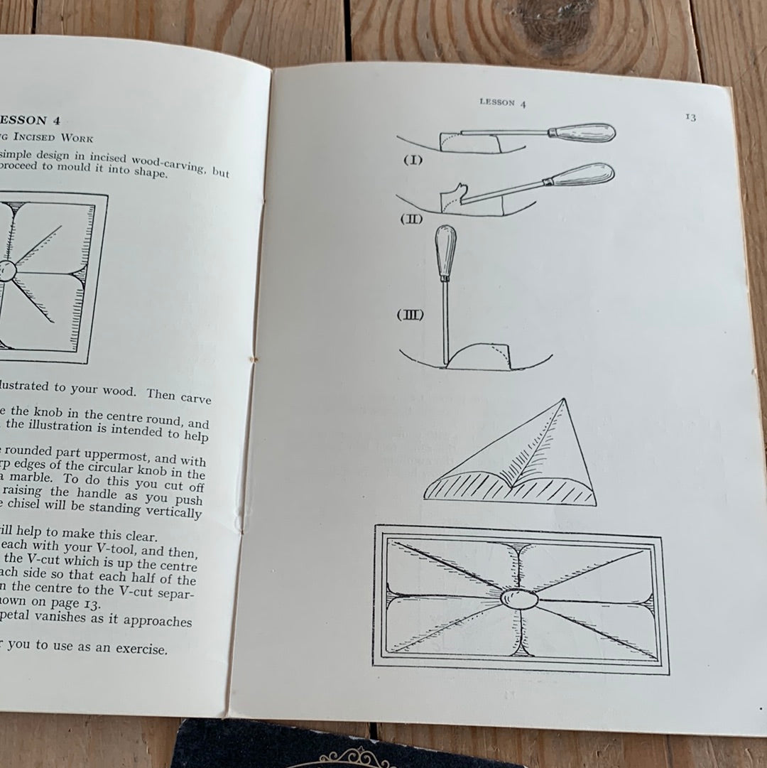 SOLD XB1-54 Vintage 1937 WOODCARVING PRACTICE by T.C. Waite woodwork BOOK