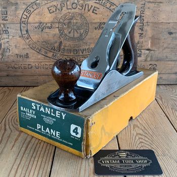 SOLD T9753 Vintage STANLEY England No.4 smoothing PLANE IOB B58