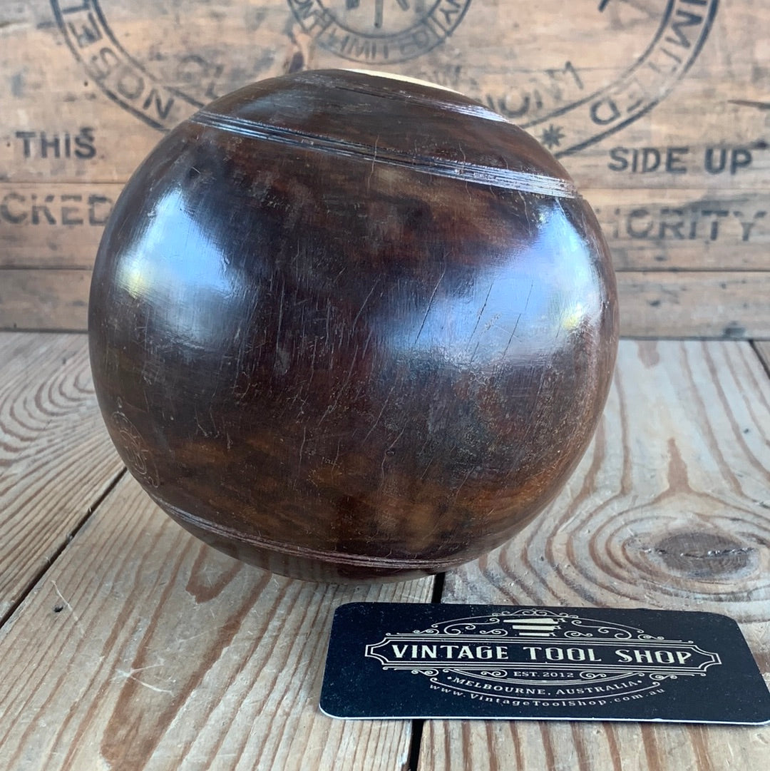 SOLD T9090 Vintage LIGNUM VITAE Wooden Lawn BALL with