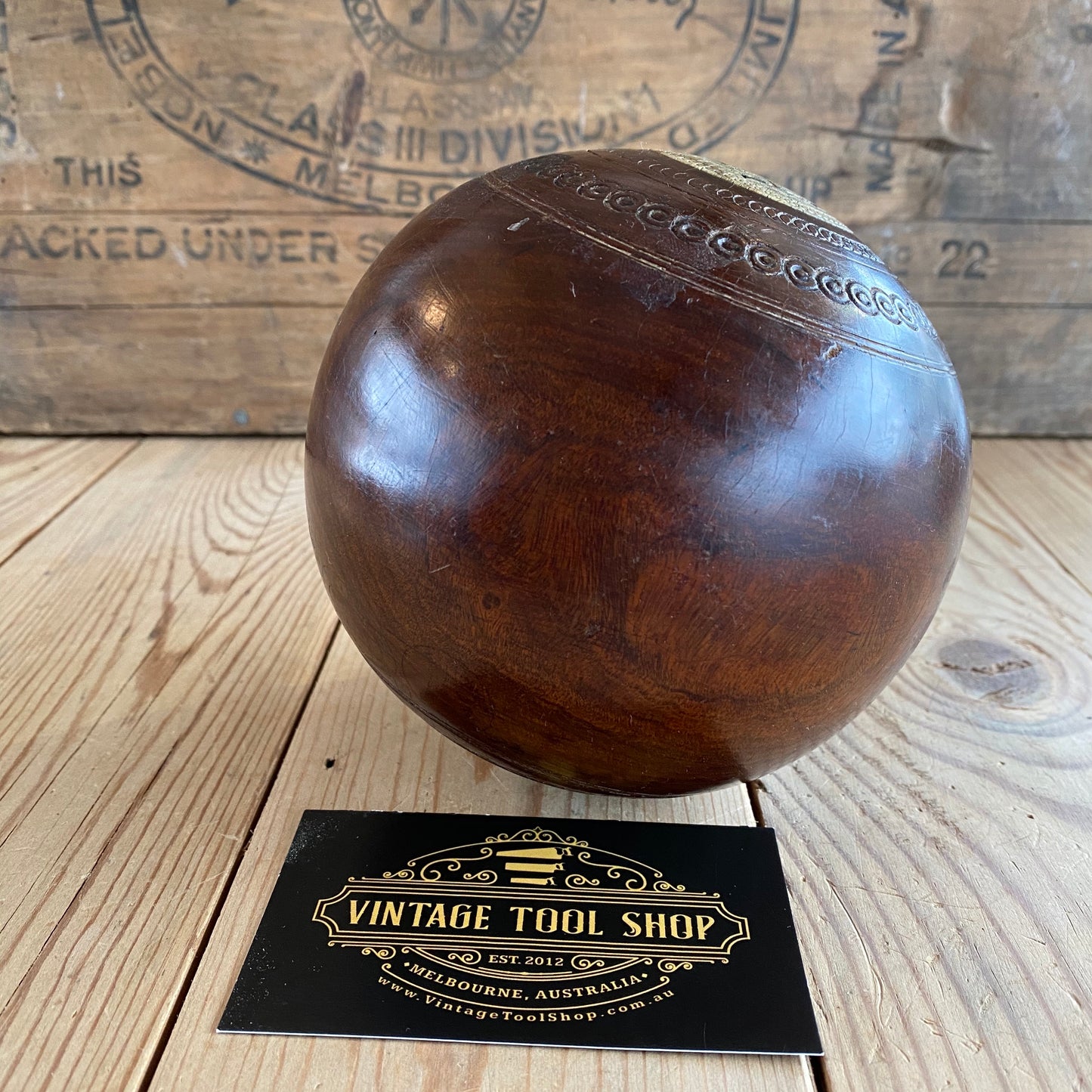 SOLD Vintage LIGNUM VITAE Wooden Lawn BALL T6852