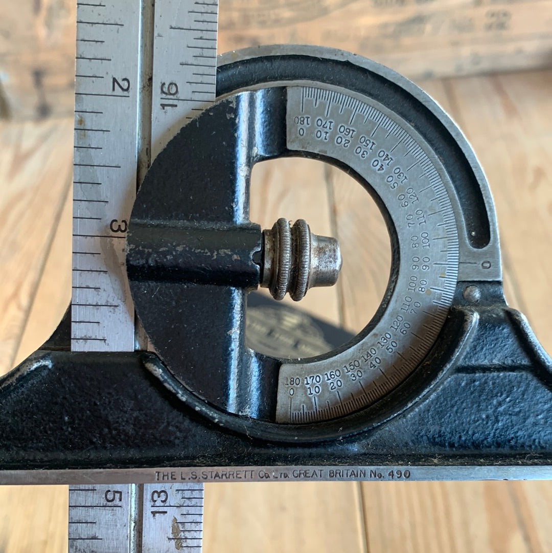 SOLD N220 Vintage MOORE & WRIGHT & L.S. STARRETT England PROTRACTOR ruler level square