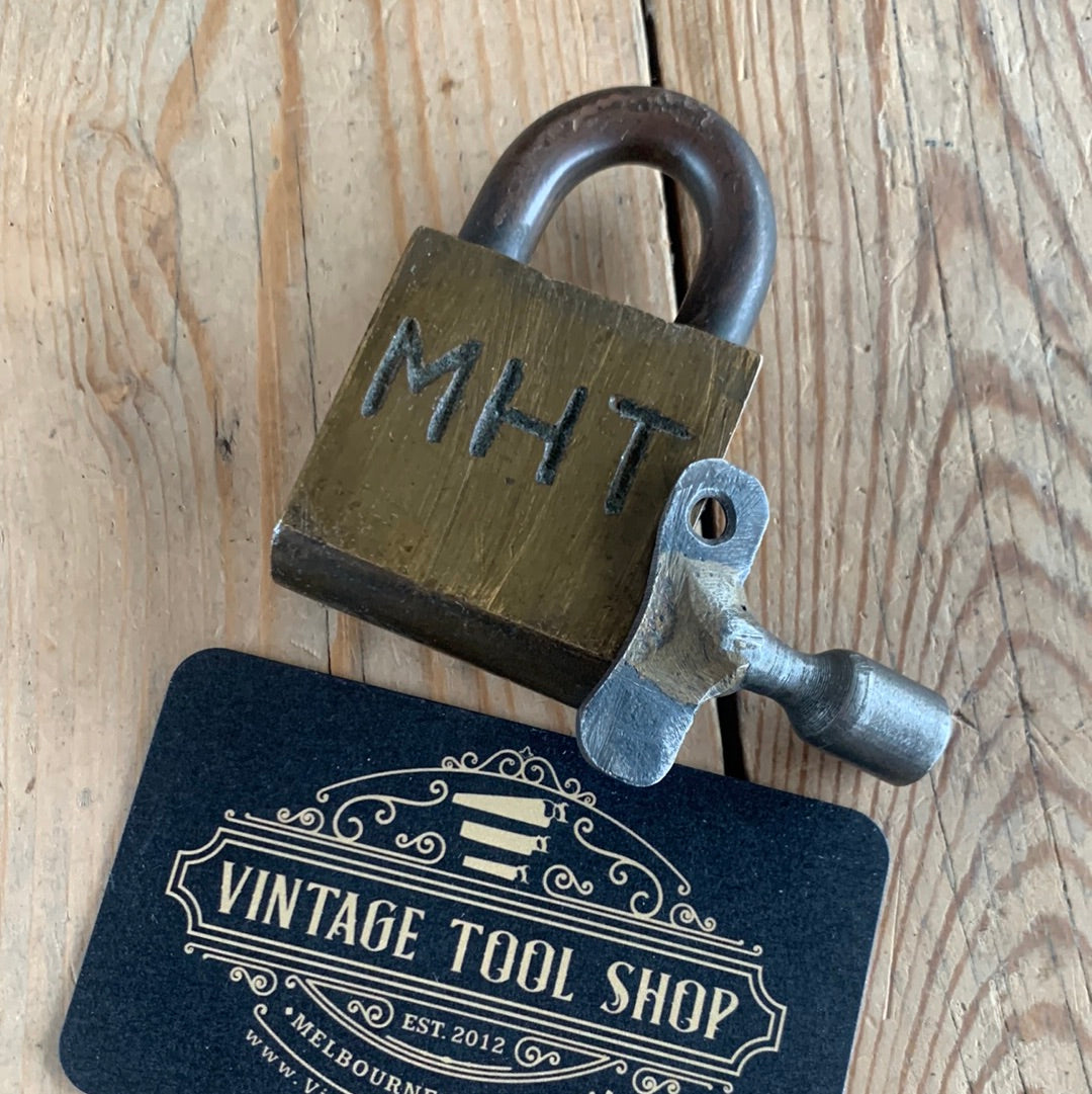 SOLD H90 Vintage small MHT MELBOURNE HARBOR TRUST PADLOCK & KEY