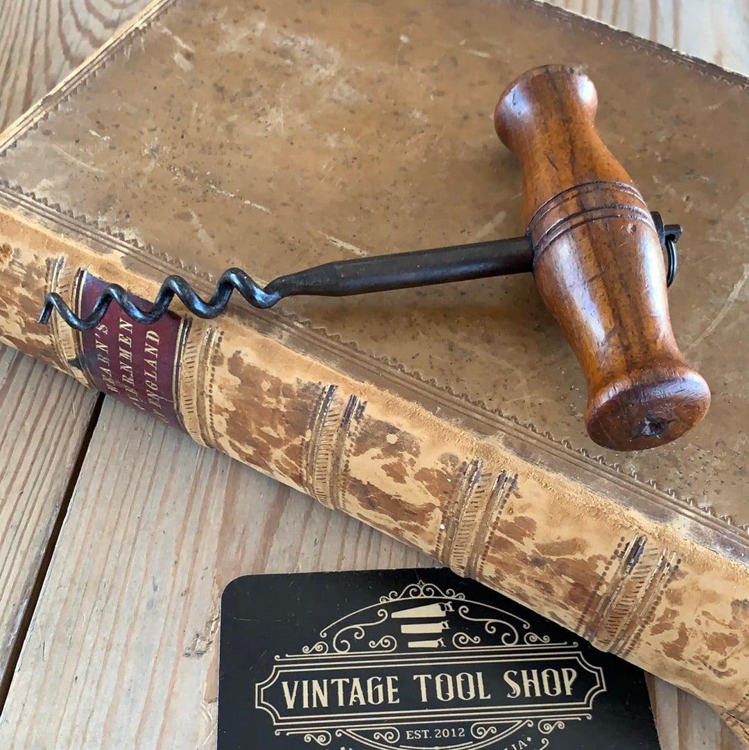 SOLD Vintage wooden handle BOTTLE OPENER CORKSCREW T7529