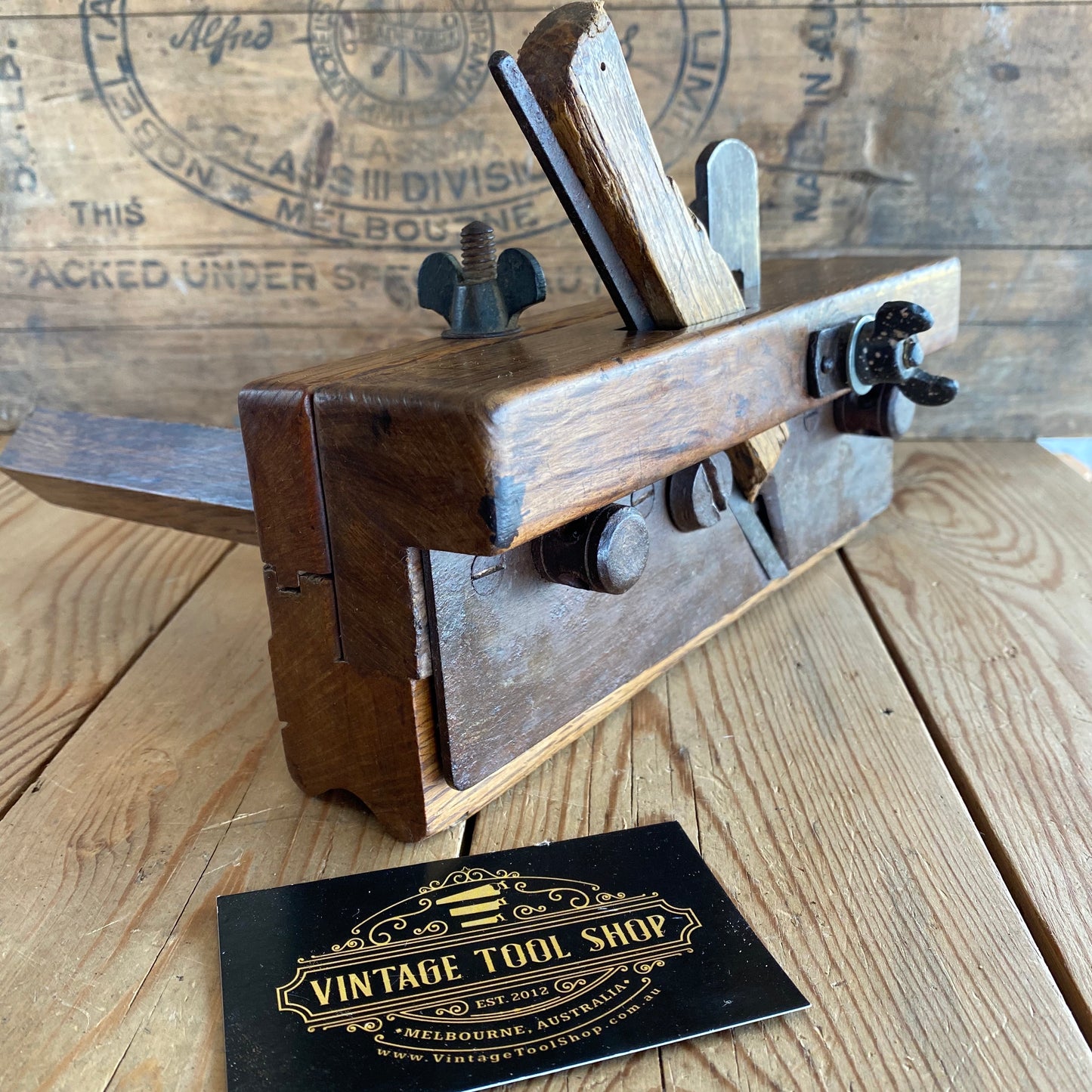 SOLD Antique Red Oak FRENCH PLOUGH Plane Y1864