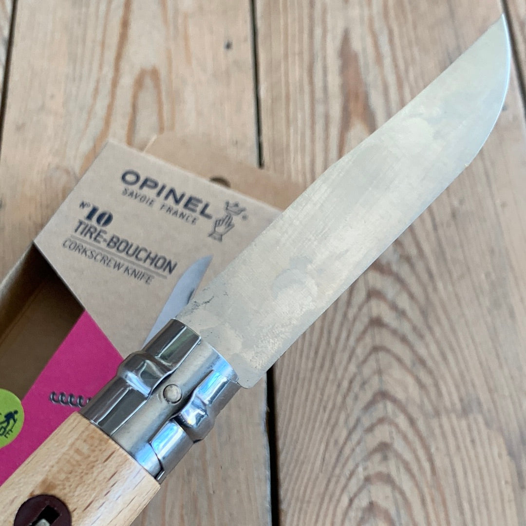 OPC10 NEW! 1x French OPINEL No.10 folding CORKSCREW pocket KNIFE Beech wood handle