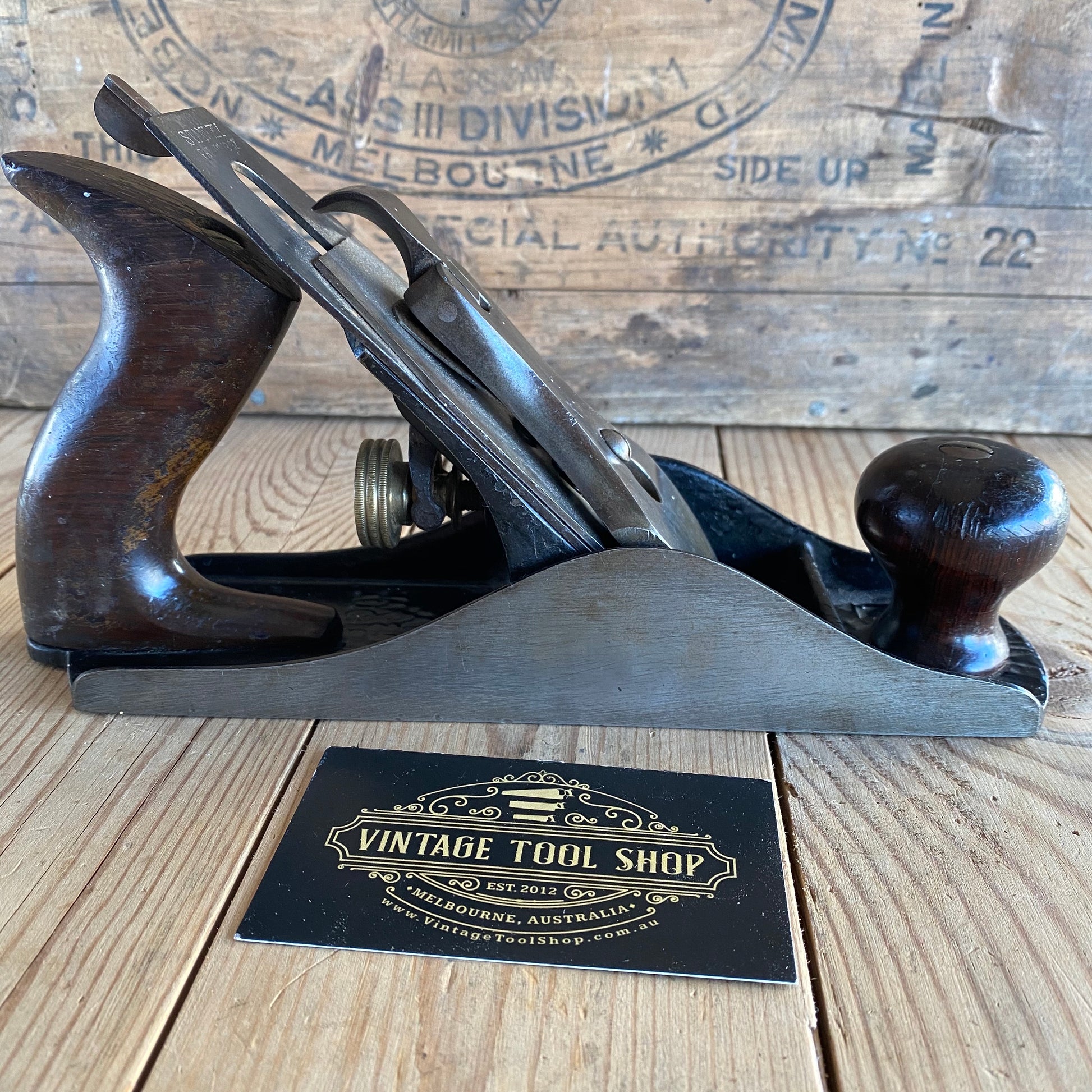 Antique STANLEY USA No:4c Type 9 1902-1907 PLANE Rosewood handles