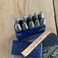 SOLD T3987 Vintage set of 10 IMPERIAL England TINY steel NUMBER PUNCHES metal jewellery leather marking stamps tools