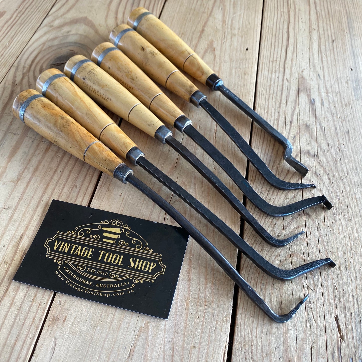 SOLD Vintage 6x Specialist CARVING tools boxwood handles T1516