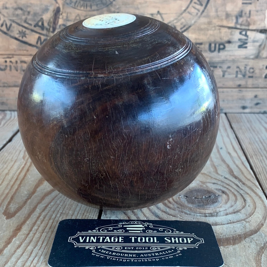 SOLD T9090 Vintage LIGNUM VITAE Wooden Lawn BALL with