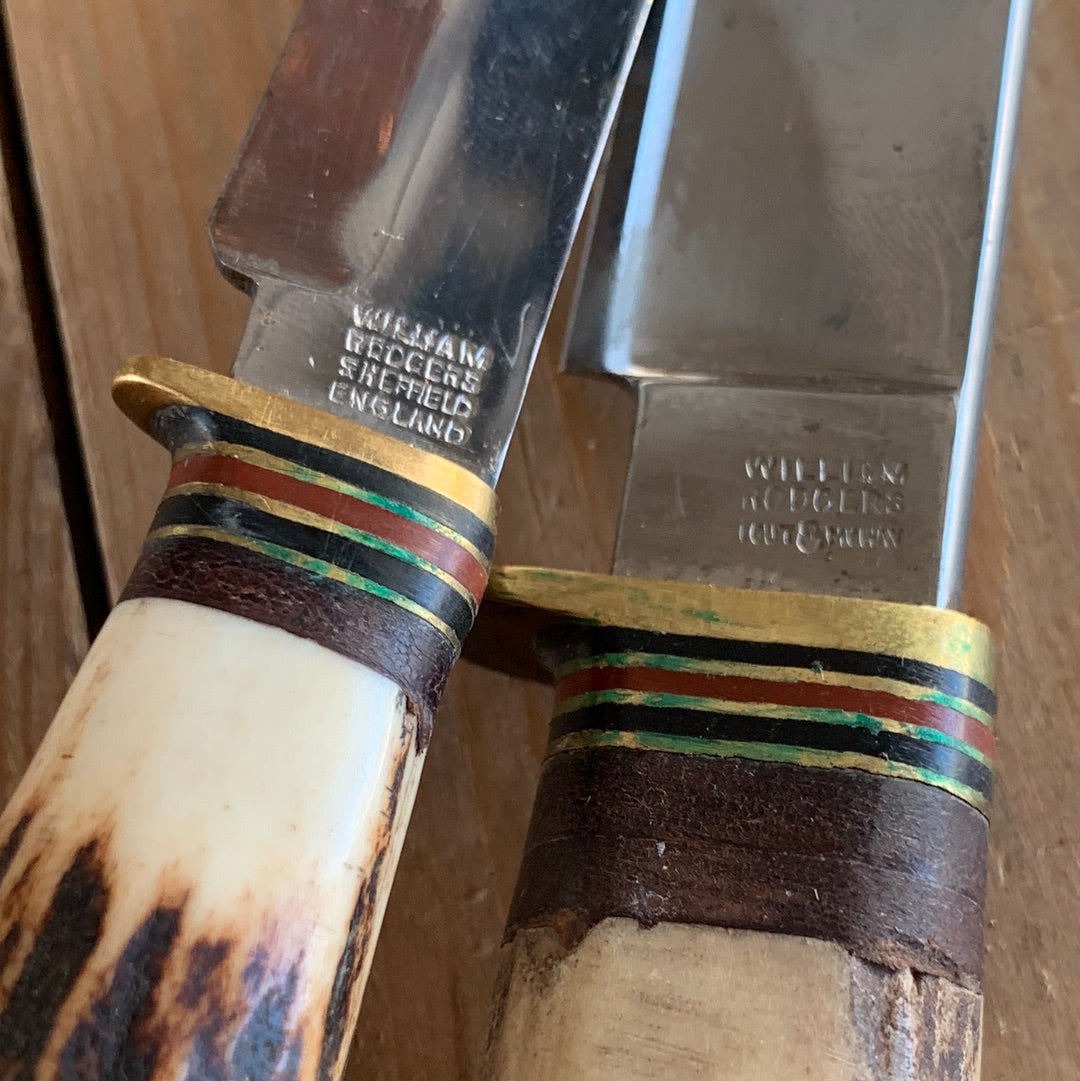 SOLD T9603 Vintage William RODGERS Sheffield England double KNIFE SET