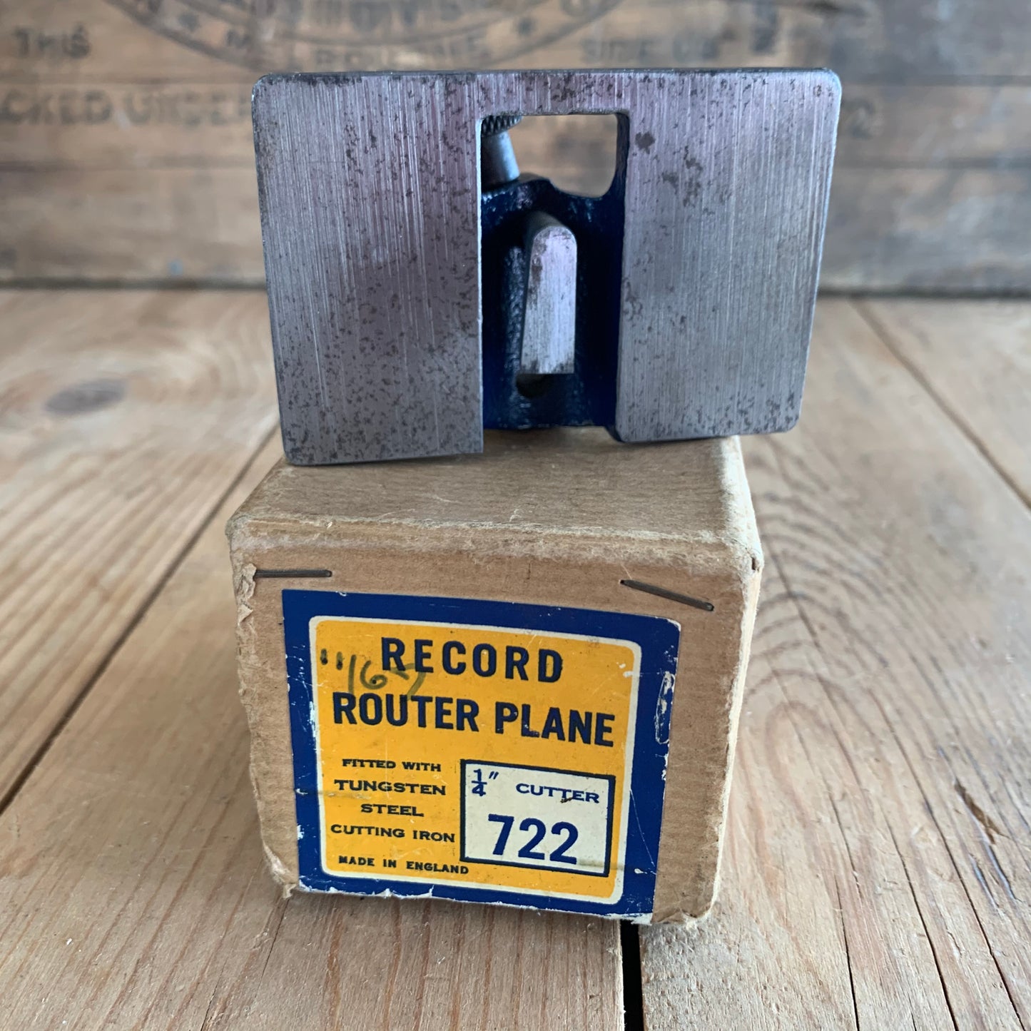 English RECORD ROUTER PLANE No.722 in original box Tungsten steel blade