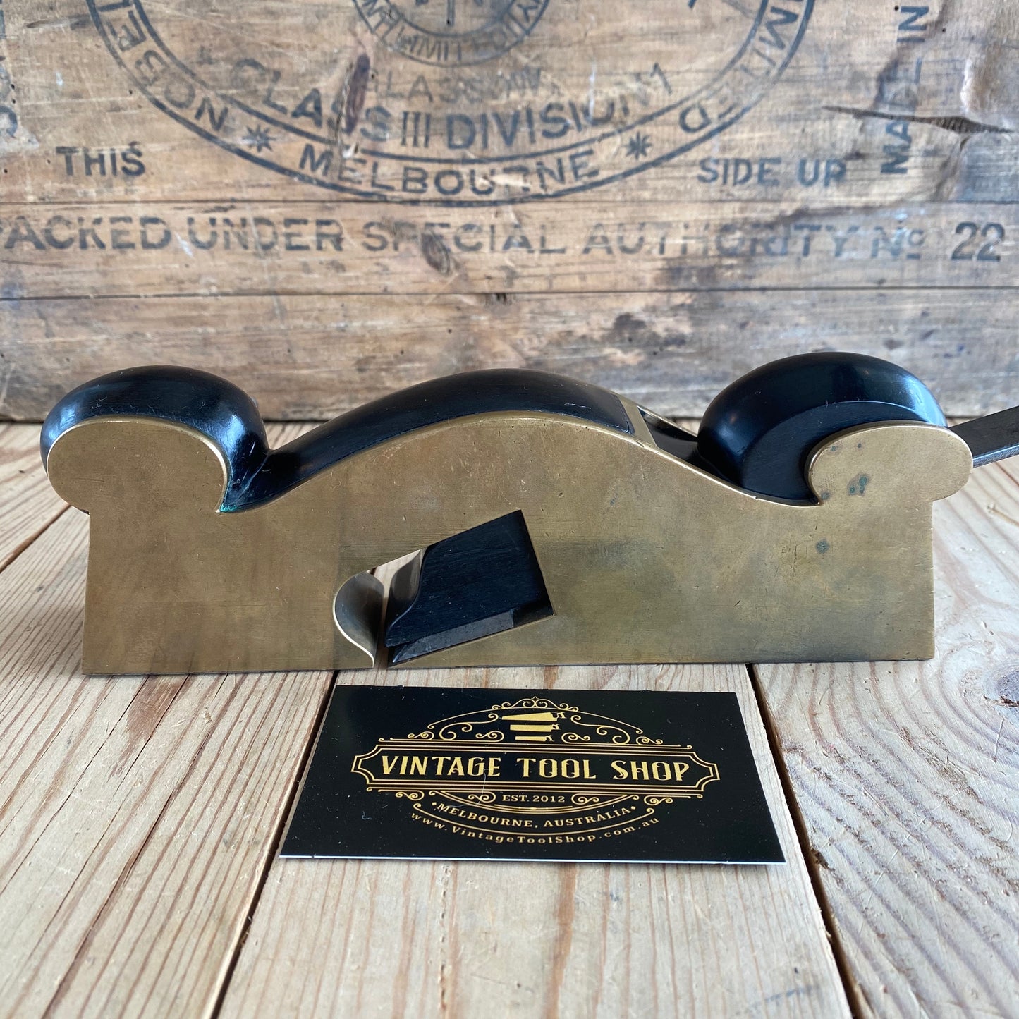 SOLD Antique EBONY & BRONZE infill shoulder PLANE T648