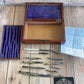 SOLD antique fancy DRAFTING tools DRAWING SET brass & Ivory handles in wooden box