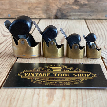 Antique amazing set of 4x BRASS & EBONY VIOLIN plane planes small tiny handtool hand tool  block plane