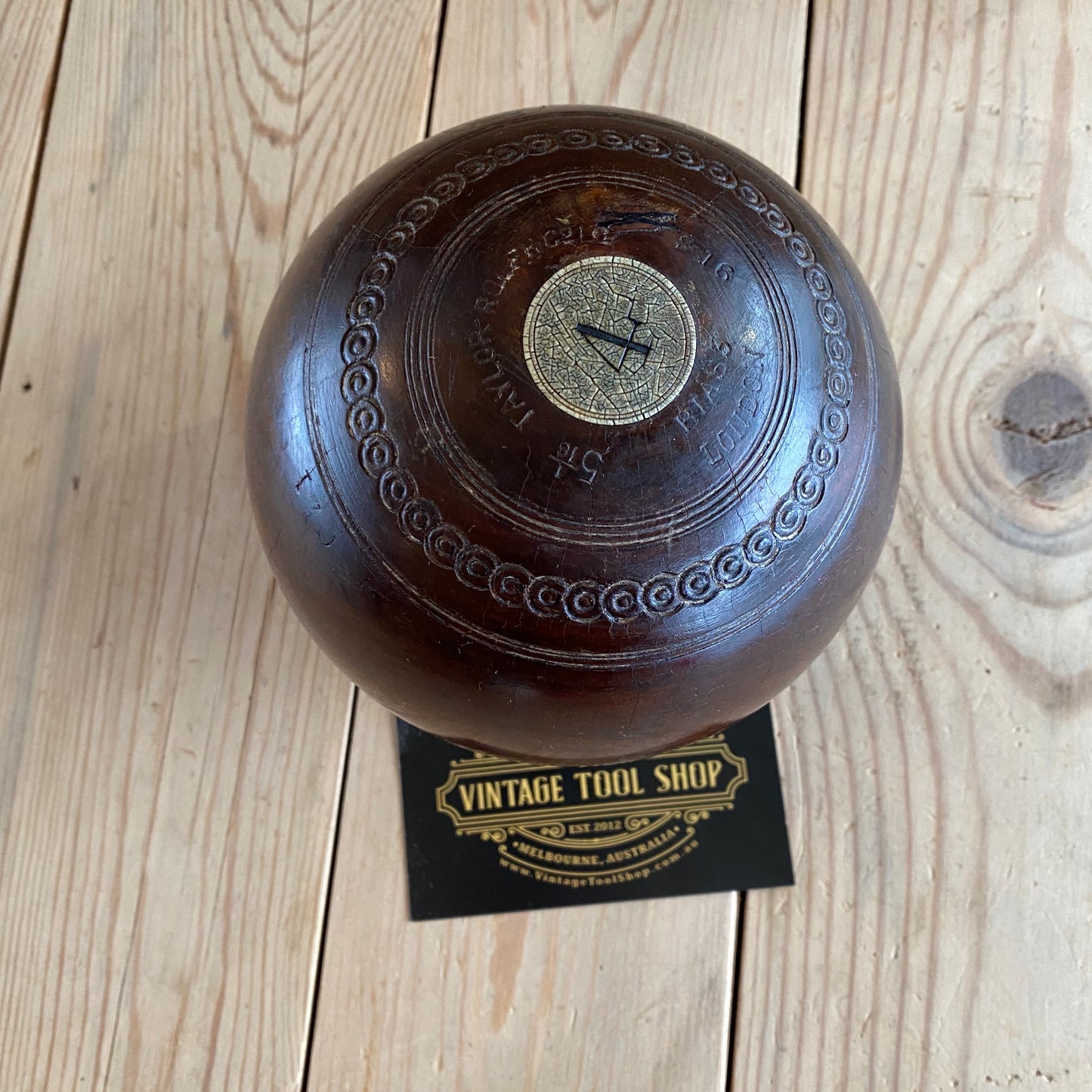 SOLD Vintage LIGNUM VITAE Wooden Lawn BALL T6852