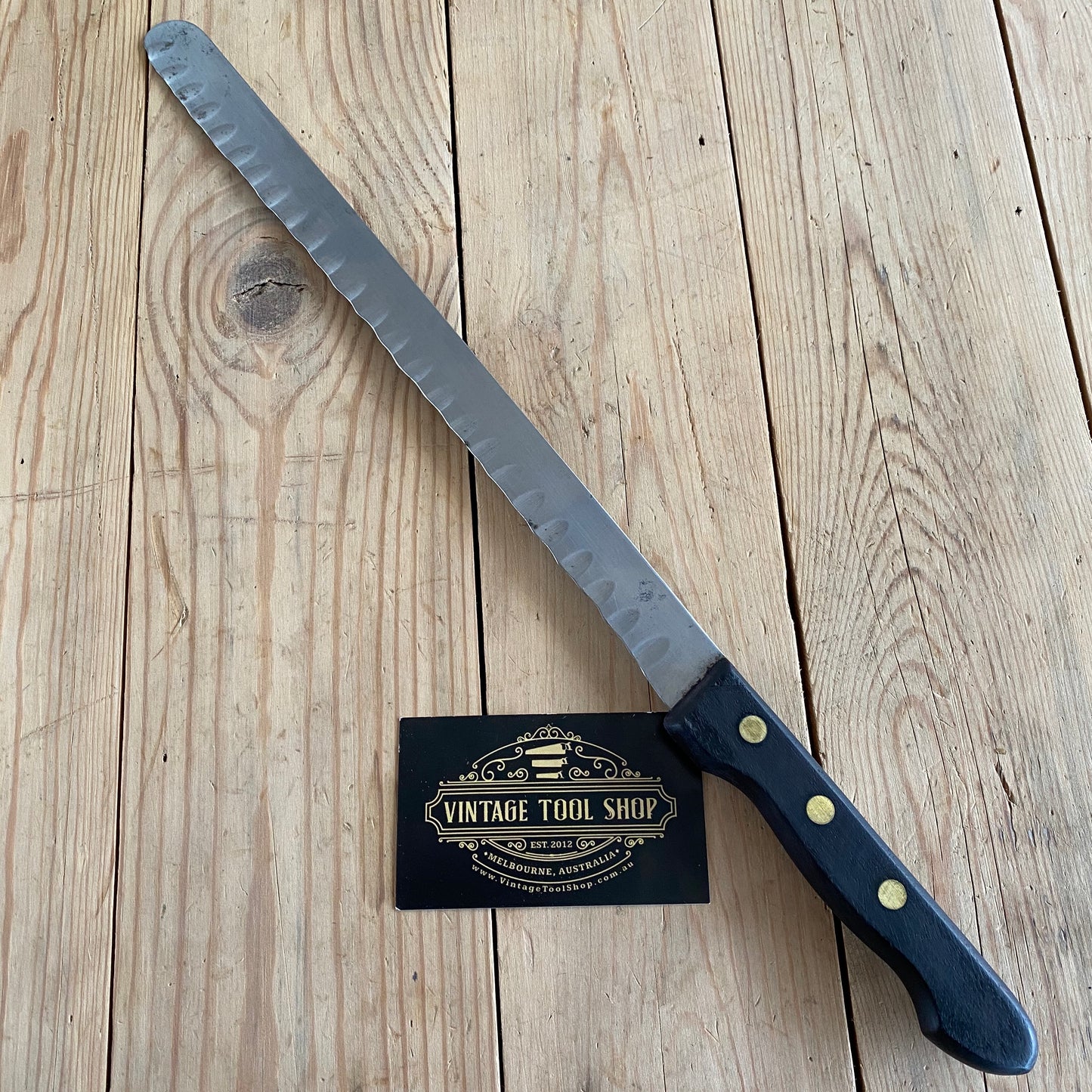 SOLD Vintage long stainless steel GRANTON HAM KNIFE by William Grant T6765
