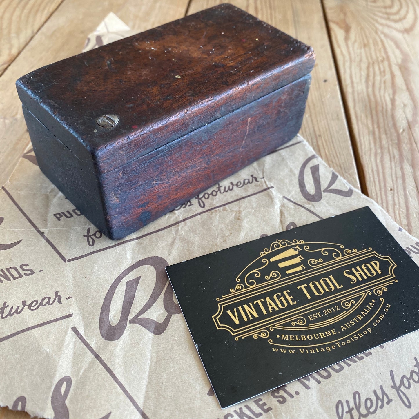 SOLD Antique Mahogany Wooden GREASE BOX T4205