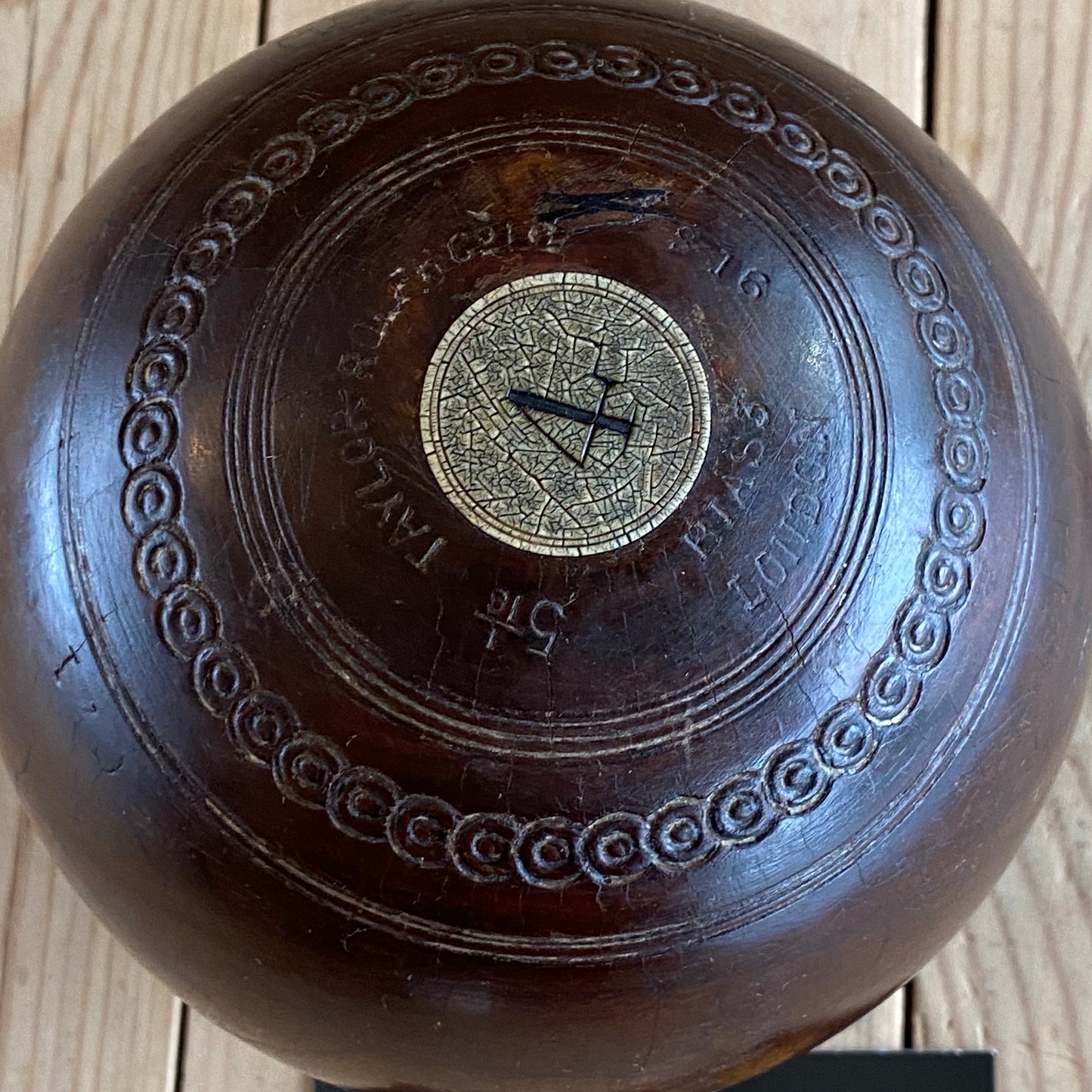 SOLD Vintage LIGNUM VITAE Wooden Lawn BALL T6852