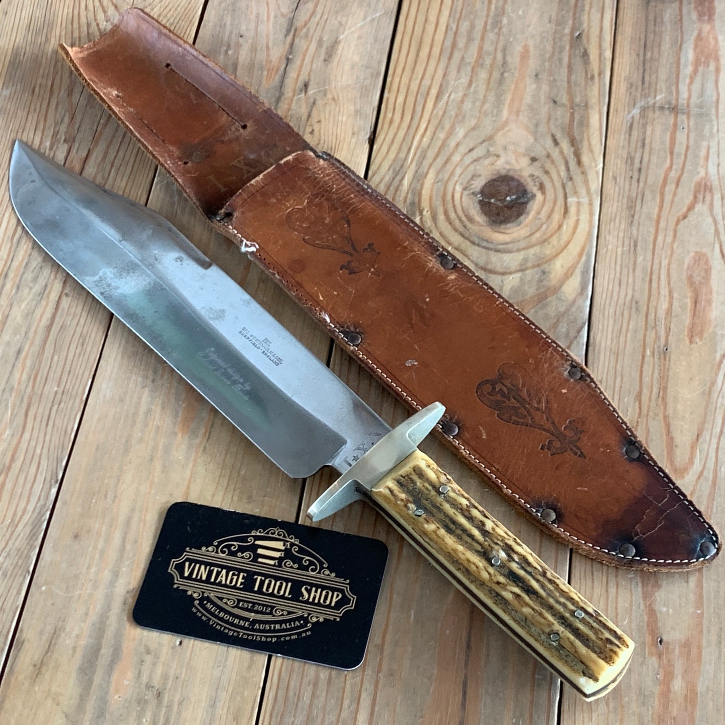 SOLD Vintage large George IXL WOSTENHOLM Sheffield England BOWIE  hunting KNIFE