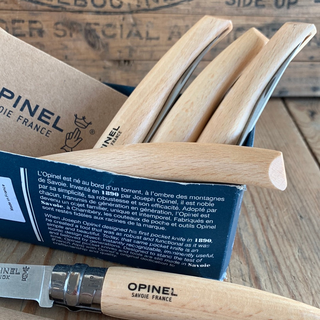 OPS10 NEW! 1x French OPINEL No.10 SLIMLINE Slim folding pocket KNIFE with BEECH WOOD HANDLE