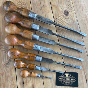 SOLD Vintage mixed set of 7 x I.Sorby Marples Footprint ENGLISH Cabinet SCREWDRIVERS T8373