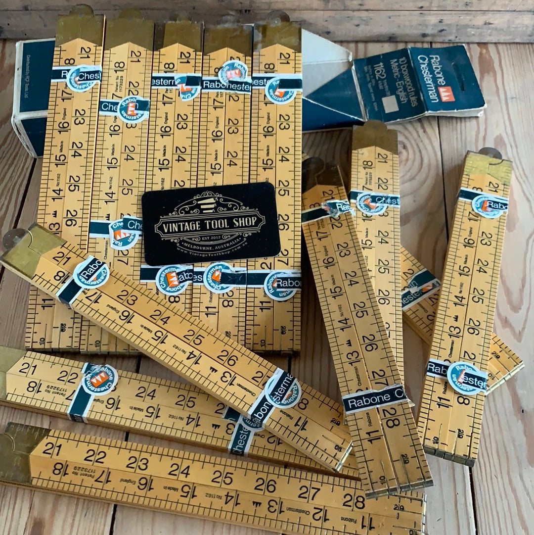 SOLD T8956 NEW! 1 x Vintage unused RABONE Chesterman England No. 1162 BOXWOOD Metric 1m & Imperial 36” RULER