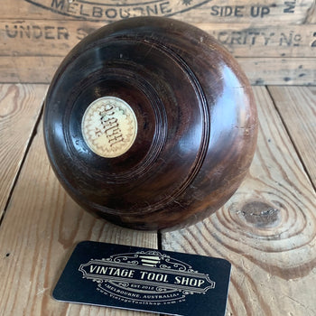 SOLD T9090 Vintage LIGNUM VITAE Wooden Lawn BALL with