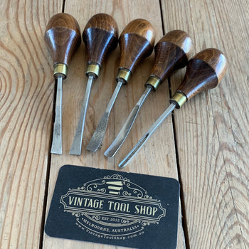 SOLD T10050 Vintage set of 5x Carving CHISELS
