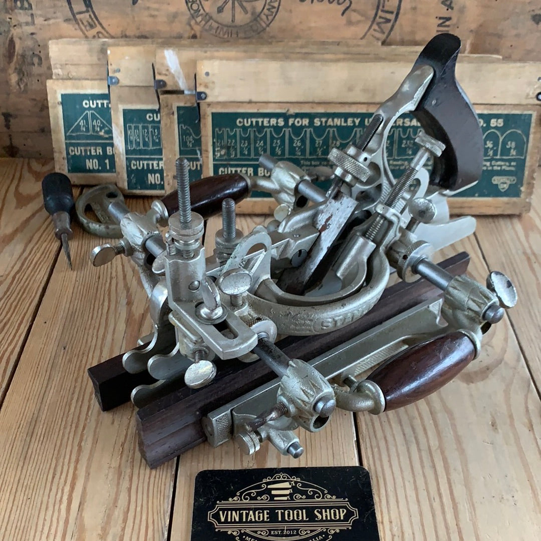 SOLD Vintage STANLEY USA Sweetheart No.55 Combination PLANE 4 x boxes of cutters G26