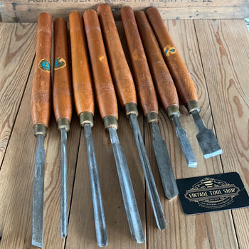 SOLD Z17-23 Vintage 8x Robert SORBY lathe turning chisels