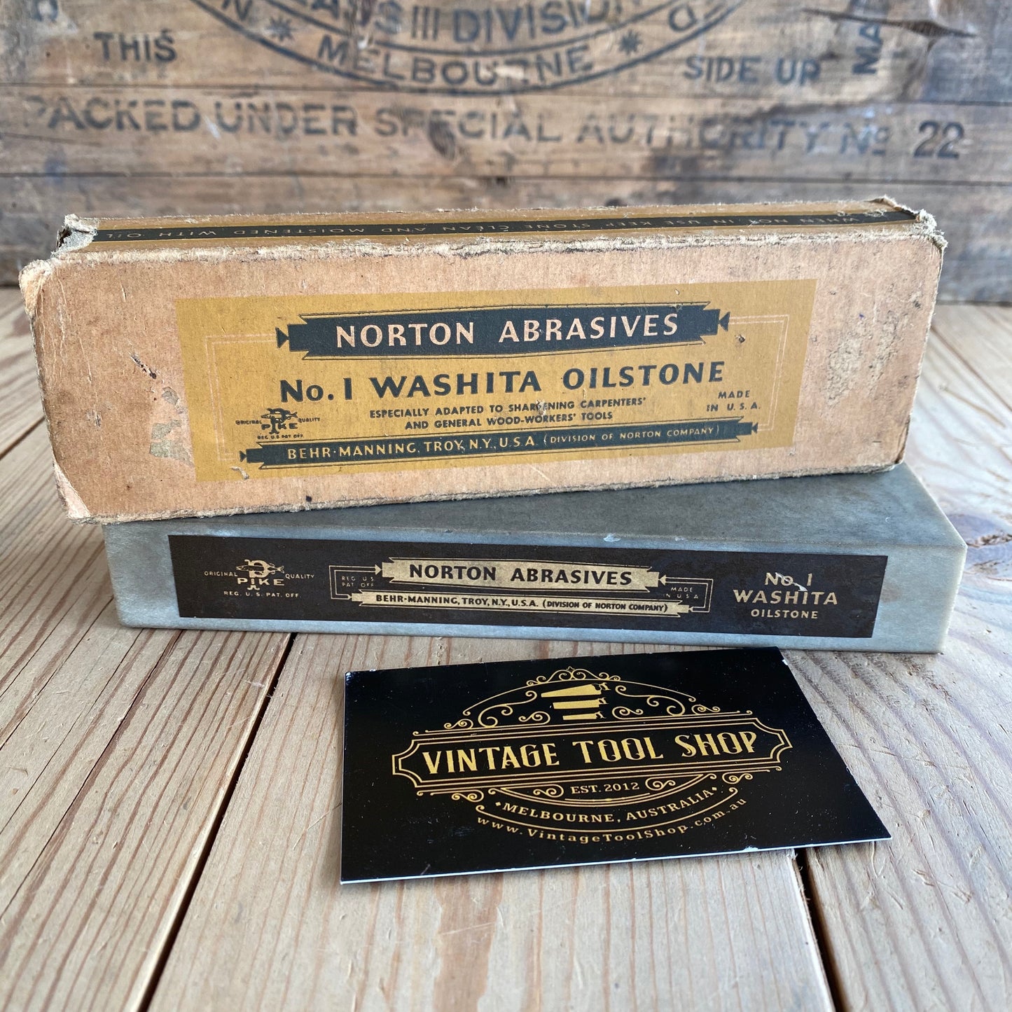 SOLD Vintage Norton WASHITA natural sharpening STONE IOB A75