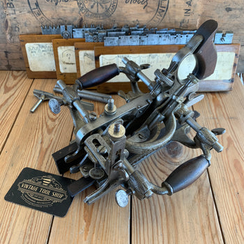 SOLD i93 Antique STANLEY USA No.55 Combination PLANE with CUTTERS in wooden box