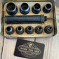 Vintage set of 9 MAUN England WAD punch kit imperial LEATHER hole punching tools T4650
