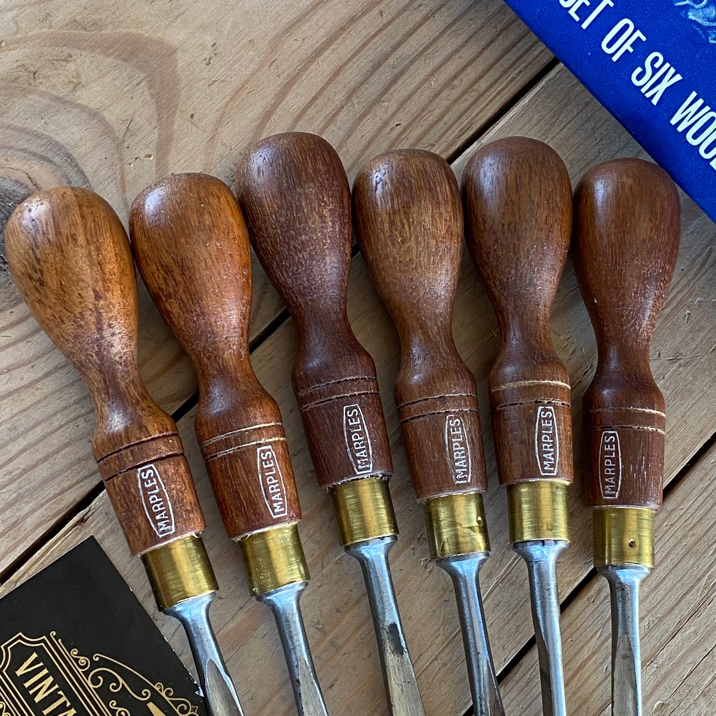 SOLD Vintage set of 6 RECORD MARPLES England Carving CHISELS No:152 unused in box T7817