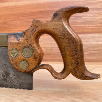 SOLD Antique Premium Quality SHARP! Scarce RICHARD GROVES & SONS triple medallion TENON SAW S234