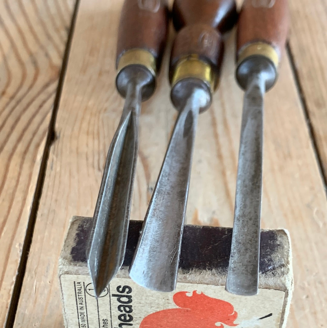 SOLD H84 Vintage 5 x MARPLES England Carving CHISELS Gouges