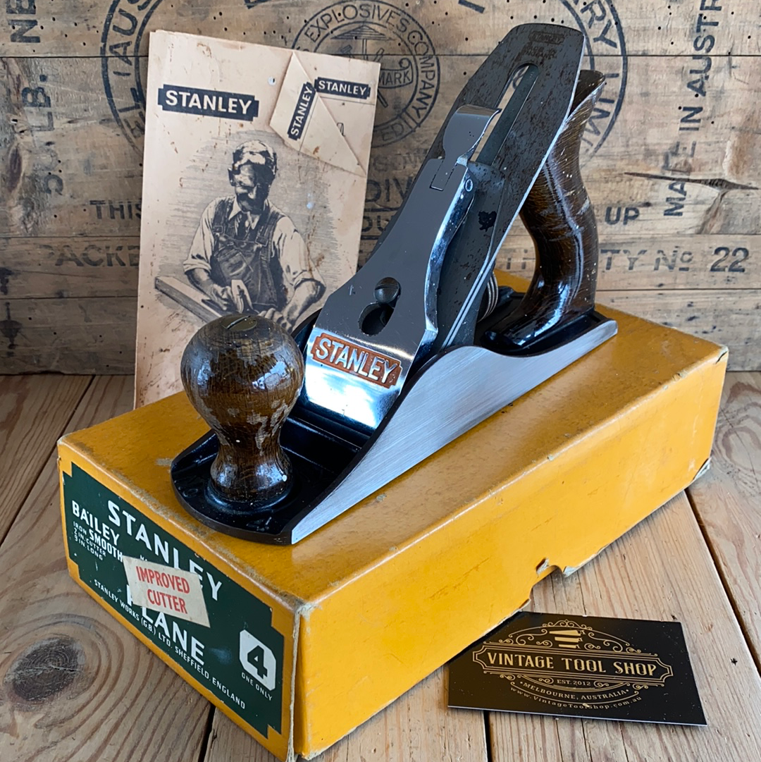 SOLD Vintage STANLEY England No.4 smoothing PLANE IOB T7849