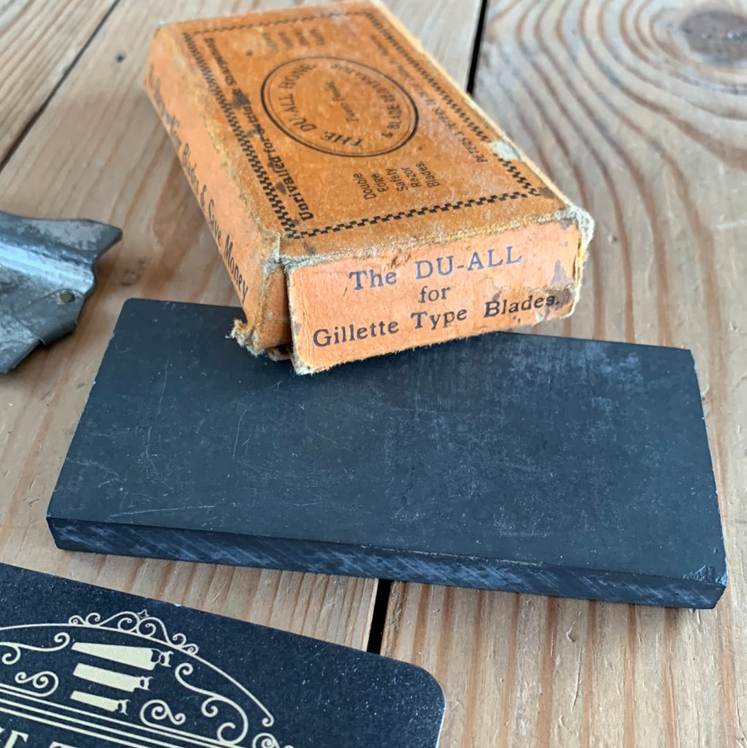 SOLD A259 Vintage The DO-ALL razor BARBER HONE sharpening stone & guide IOB